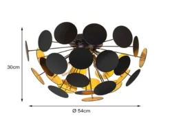 Ausgefallene LED Deckenleuchte Lampenschirm Schwarz-Gold, Ø 54cm