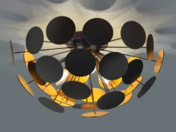 Ausgefallene LED Deckenleuchte Lampenschirm Schwarz-Gold, Ø 54cm