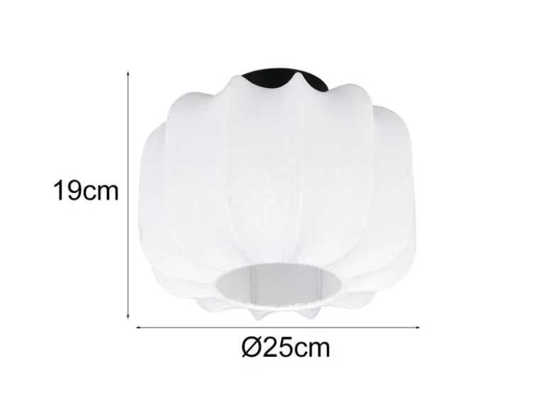 Ausgefallene LED Deckenleuchte mit Stoff Lampenschirm in Weiß, Ø 25cm