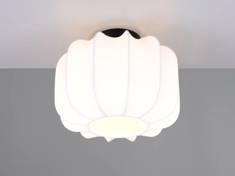 Ausgefallene LED Deckenleuchte mit Stoff Lampenschirm in Weiß, Ø 25cm
