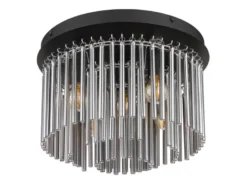 Ausgefallene LED Deckenleuchte mit Rauchglas Stäben, Ø 32cm