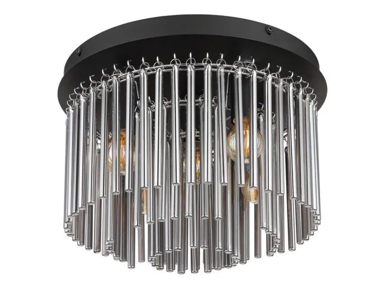 Ausgefallene LED Deckenleuchte mit Rauchglas Stäben, Ø 32cm