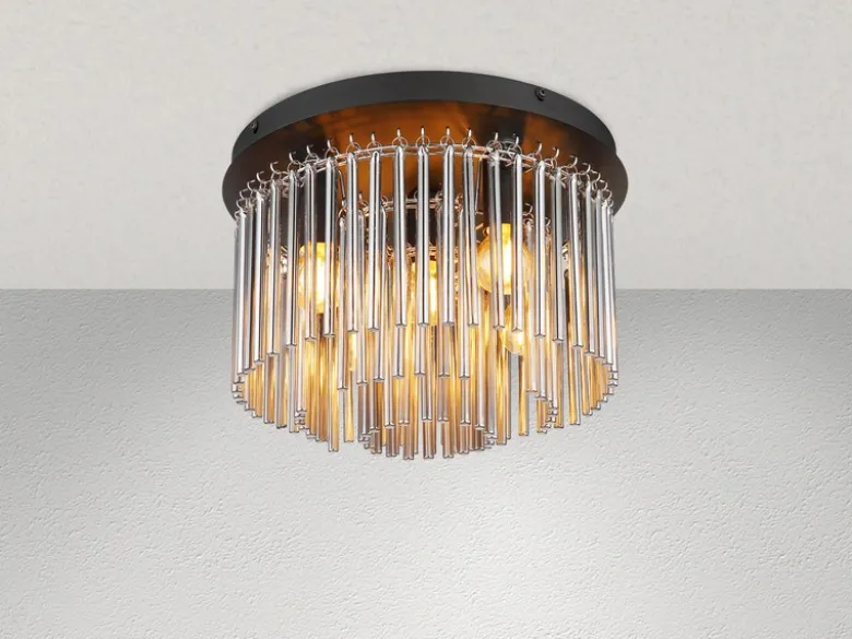 Ausgefallene LED Deckenleuchte mit Rauchglas Stäben, Ø 32cm
