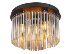 Ausgefallene LED Deckenleuchte mit Rauchglas Stäben, Ø 32cm