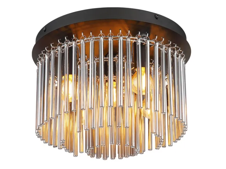 Ausgefallene LED Deckenleuchte mit Rauchglas Stäben, Ø 32cm