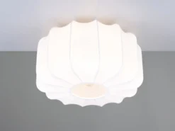 Ausgefallene LED Deckenleuchte mit Stoff Lampenschirm in Weiß, Ø 40cm