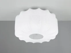 Ausgefallene LED Deckenleuchte mit Stoff Lampenschirm in Weiß, Ø 40cm