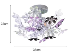 Ausgefallene LED Deckenleuchte mit Blumen, dimmbar über Schalter Ø 38cm