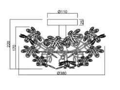 Ausgefallene LED Deckenleuchte mit Blumen, dimmbar über Schalter Ø 38cm