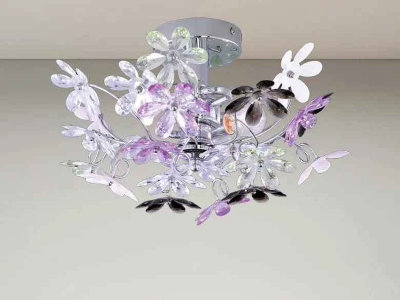 Ausgefallene LED Deckenleuchte mit Blumen, dimmbar über Schalter Ø 38cm