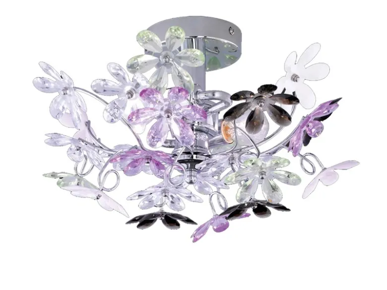 Ausgefallene LED Deckenleuchte mit Blumen, dimmbar über Schalter Ø 38cm