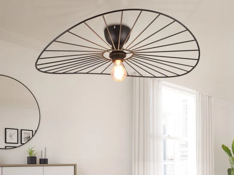 Ausgefallene LED Deckenleuchte Lampenschirm Schwarzer Draht, Ø 60cm