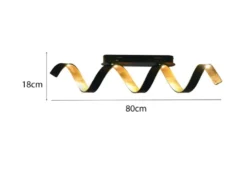 Ausgefallene LED Deckenlleuchte HELIX Schwarz / Gold, Breite 80cm