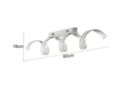Ausgefallene LED Deckenlleuchte HELIX Weiß / Silber, Breite 80cm