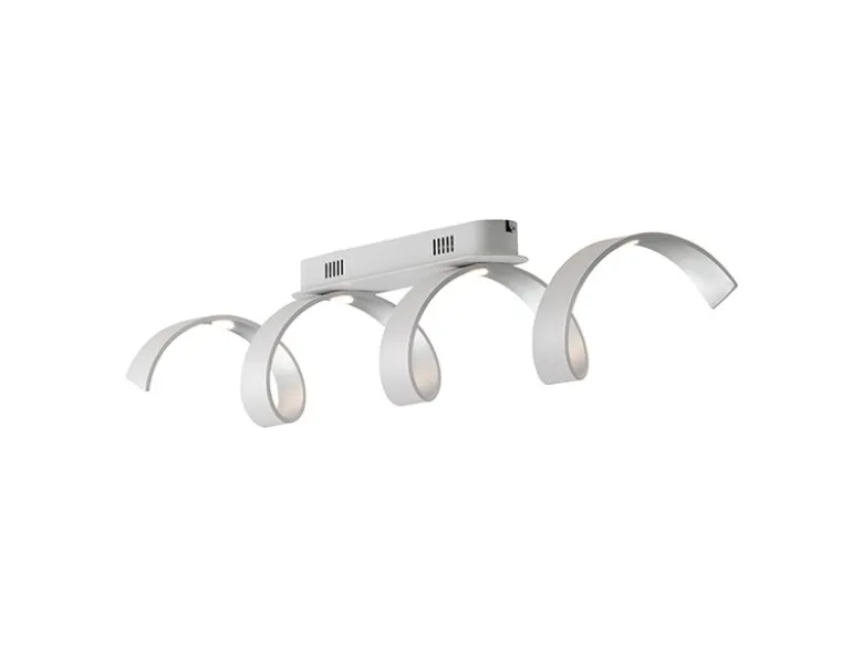 Ausgefallene LED Deckenlleuchte HELIX Weiß / Silber, Breite 80cm
