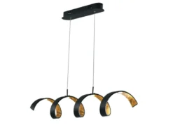 Ausgefallene LED Pendelleuchte HELIX Schwarz / Gold, Breite 80cm