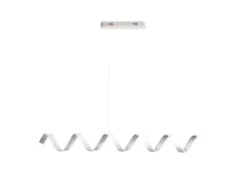 Ausgefallene LED Pendelleuchte HELIX Weiß / Silber, Breite 125cm