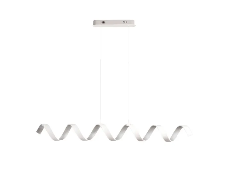Ausgefallene LED Pendelleuchte HELIX Weiß / Silber, Breite 125cm