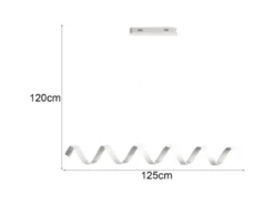Ausgefallene LED Pendelleuchte HELIX Weiß / Silber, Breite 125cm