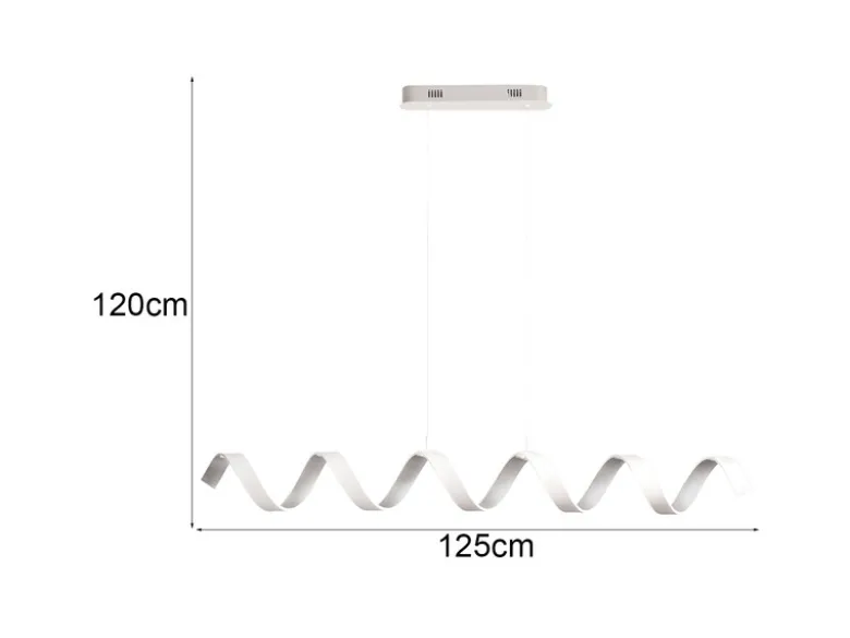 Ausgefallene LED Pendelleuchte HELIX Weiß / Silber, Breite 125cm
