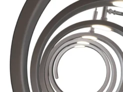 Ausgefallene LED Pendelleuchte HELIX Weiß / Silber, Breite 80cm