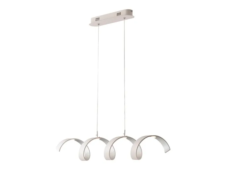Ausgefallene LED Pendelleuchte HELIX Weiß / Silber, Breite 80cm