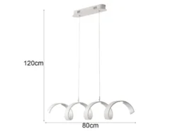 Ausgefallene LED Pendelleuchte HELIX Weiß / Silber, Breite 80cm
