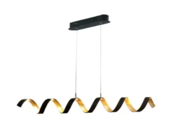 Ausgefallene LED Pendelleuchte HELIX Schwarz / Gold, Breite 125cm