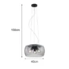 Ausgefallene LED Pendelleuchte mit Rauchglas Lampenschirm, Ø 40cm