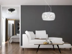 Ausgefallene LED Pendelleuchte mit Rauchglas Lampenschirm, Ø 40cm