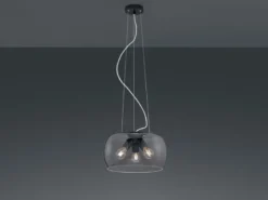 Ausgefallene LED Pendelleuchte mit Rauchglas Lampenschirm, Ø 40cm