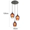 Ausgefallene LED Pendelleuchte mit drei Kupferfarbigen Glasschirmen, Ø 45cm