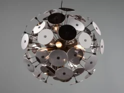 Ausgefallene LED Pendelleuchte mit Glas Lampenschirm Chrom bedampft, Ø 54cm