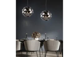 Ausgefallene LED Pendelleuchte mit Glas Lampenschirm Chrom bedampft, Ø 54cm