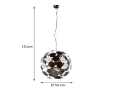 Ausgefallene LED Pendelleuchte mit Glas Lampenschirm Chrom bedampft, Ø 54cm