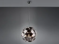 Ausgefallene LED Pendelleuchte mit Glas Lampenschirm Chrom bedampft, Ø 54cm