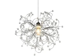 Ausgefallene LED Pendelleuchte Silber Chrom mit Acryl Kristall, Ø 52cm