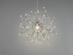 Ausgefallene LED Pendelleuchte Silber Chrom mit Acryl Kristall, Ø 52cm