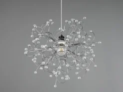 Ausgefallene LED Pendelleuchte Silber Chrom mit Acryl Kristall, Ø 52cm