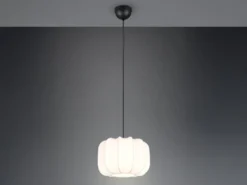 Ausgefallene LED Pendelleuchte mit Stoff Lampenschirm in Weiß, Ø 25cm