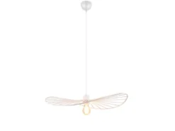 Ausgefallene LED Pendelleuchte, Lampenschirm Weißer Draht, Ø 60cm