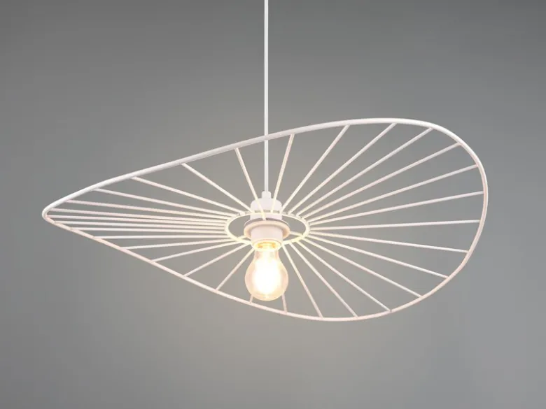 Ausgefallene LED Pendelleuchte, Lampenschirm Weißer Draht, Ø 60cm