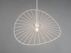 Ausgefallene LED Pendelleuchte, Lampenschirm Weißer Draht, Ø 60cm