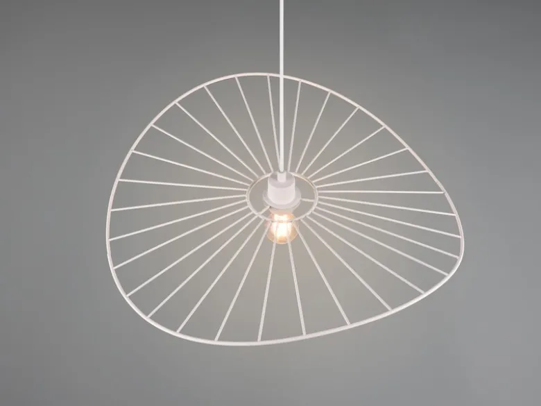 Ausgefallene LED Pendelleuchte, Lampenschirm Weißer Draht, Ø 60cm