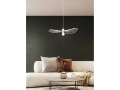 Ausgefallene LED Pendelleuchte, Lampenschirm Weißer Draht, Ø 60cm