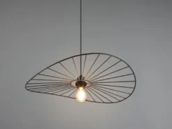 Ausgefallene LED Pendelleuchte, Lampenschirm Schwarzer Draht, Ø 60cm