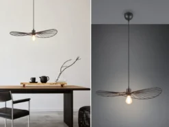 Ausgefallene LED Pendelleuchte, Lampenschirm Schwarzer Draht, Ø 60cm