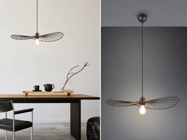 Ausgefallene LED Pendelleuchte, Lampenschirm Schwarzer Draht, Ø 60cm