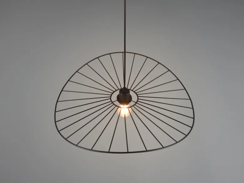 Ausgefallene LED Pendelleuchte, Lampenschirm Schwarzer Draht, Ø 60cm