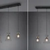 Ausgefallene LED Pendelleuchte 3 Draht Lampenschirme Schwarz-Gold, Breite 82cm